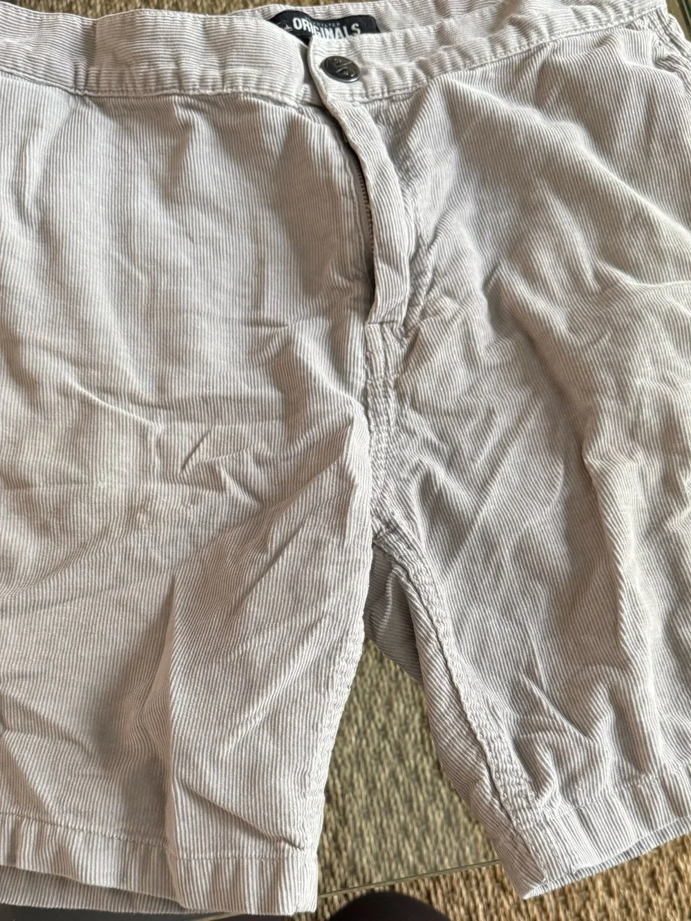 Quiksilver Light Taupe Corduroy Shorts with Back Logo Patch